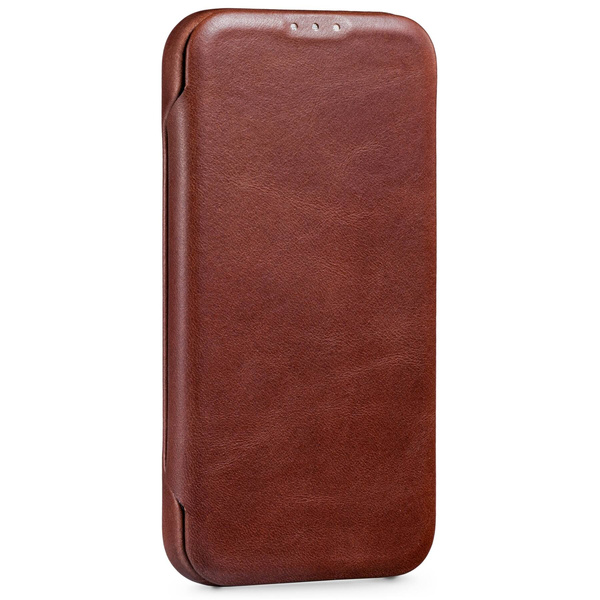 moVear flipSide 4S Leather slim case for Apple iPhone 14 Pro Max (6.7") | Natural oiled leather (Auburn brown)