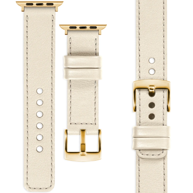 moVear Prestige C1 20mm Nude Leather strap for Apple Watch 10 / 9 / 8 / 7 / 6 / 5 / 4 / SE (42/41/40mm) | Nude stitching [sizes XS-XXL and buckle to choose from]