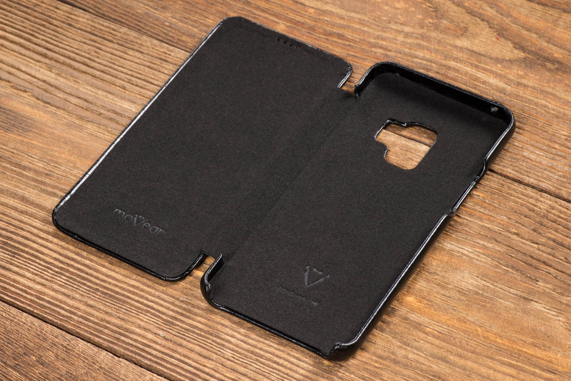 moVear flipSide S Leather slim case for Samsung Galaxy S9 (5.8") | Vintage Leather (Black)