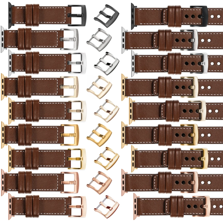 moVear Prestige C1 22mm Dark brown Leather strap for Apple Watch 10 / 9 / 8 / 7 / 6 / 5 / 4 / SE (46/45/44mm) & Ultra (49mm) | Dark brown stitching [sizes XS-XXL and buckle to choose from]