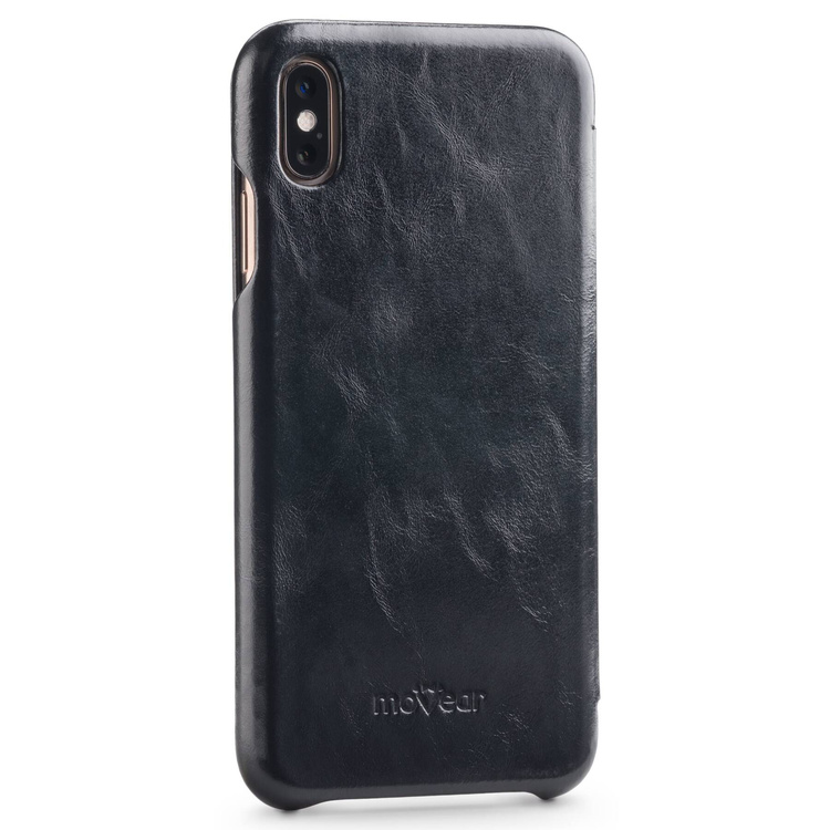 moVear flipSide S Leather slim case for Apple iPhone Xs MAX (6.5") | Vintage Leather (Black)