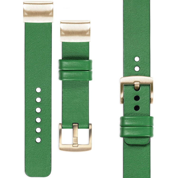 moVear Prestige S1 Leather strap for Garmin QuickFit 20mm (Fenix / Instinct - 43/42/40mm) Green [sizes XS-XXL and buckle to choose from]