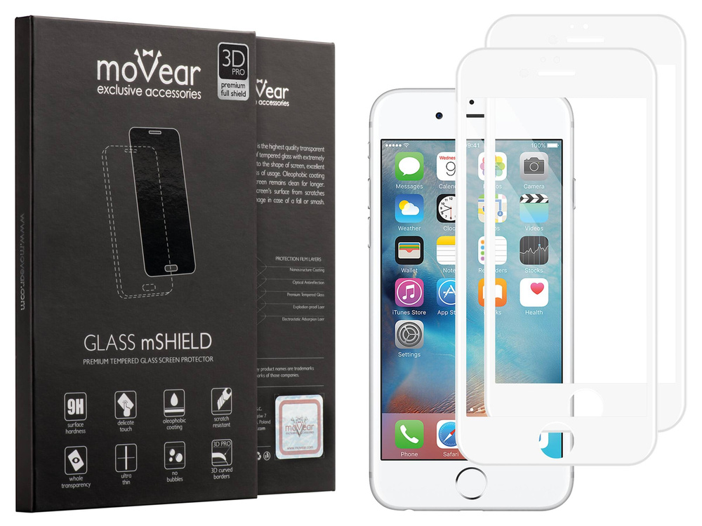 2 pcs. | moVear GLASS mSHIELD 3D PRO for Apple iPhone 6 / 6s (4.7") (full screen protection)
