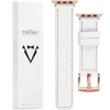 moVear Prestige C1 22mm Weiß Lederarmband für Apple Watch 10 / 9 / 8 / 7 / 6 / 5 / 4 / SE (46/45/44mm) & Ultra (49mm) | Weiß Nähte [Größen XS-XXL und Schnalle zur Auswahl]