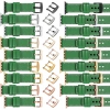 moVear Prestige C1 22mm Grün Lederarmband für Apple Watch 10 / 9 / 8 / 7 / 6 / 5 / 4 / SE (42/41/40mm) | Grün Nähte [Größen XS-XXL und Schnalle zur Auswahl]