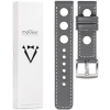 moVear Prestige R1 22mm Grau Lederarmband für Garmin Vivoactive 4, Venu 3/2 | Grau Nähte [Größen XS-XXL und Schnalle zur Auswahl]