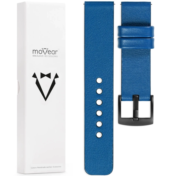 moVear Prestige S1 22mm Lederarmband für Xiaomi Watch S1 / Mi Watch / Amzfit Blau [Schließe nach Wahl]