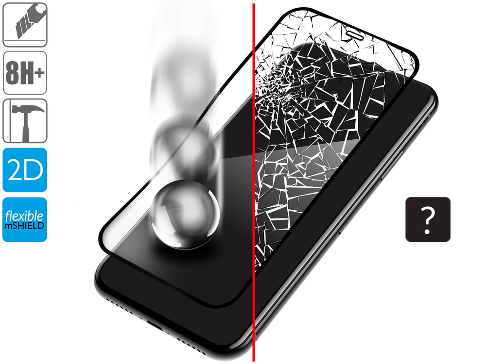 2 pcs. | moVear flexible mSHIELD 2D for Apple iPhone 12 Mini (5.4"). Armored hybrid glass.