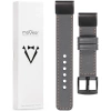 moVear Prestige C1 Lederarmband für Garmin QuickFit 22mm (Fenix / Forerunner / Epix / Instinct / Enduro / Quatix / MARQ - 47/45mm) Grau, Grau Nähte [Größen XS-XXL und Schnalle zur Auswahl]