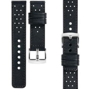 moVear Prestige R2 24mm leather watch strap | Black, Black stitching [sizes XS-XXL and buckle to choose from]