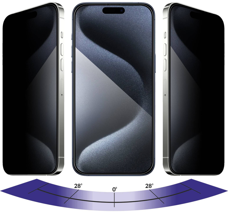 moVear mBOX GLASS mSHIELD 2.5D MAX privacy für Apple iPhone 15 Pro Max (6.7") (Anti-Spionage, mit Applikator)