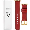 moVear Prestige C1 22mm Scarlet red Leather strap for Apple Watch 10 / 9 / 8 / 7 / 6 / 5 / 4 / SE (46/45/44mm) & Ultra (49mm) | Scarlet red stitching [sizes XS-XXL and buckle to choose from]