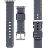 moVear Prestige C1 20mm Stahlgrau Lederarmband für Apple Watch 10 / 9 / 8 / 7 / 6 / 5 / 4 / SE (42/41/40mm) | Stahlgrau Nähte [Größen XS-XXL und Schnalle zur Auswahl]