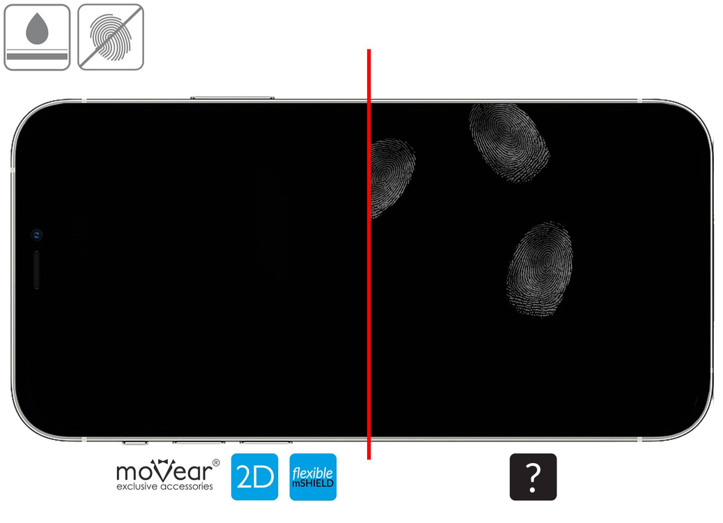 2 Stk. | moVear flexible mSHIELD 2D für Apple iPhone 12 Mini (5.4"). Gepanzertes Hybridglas.