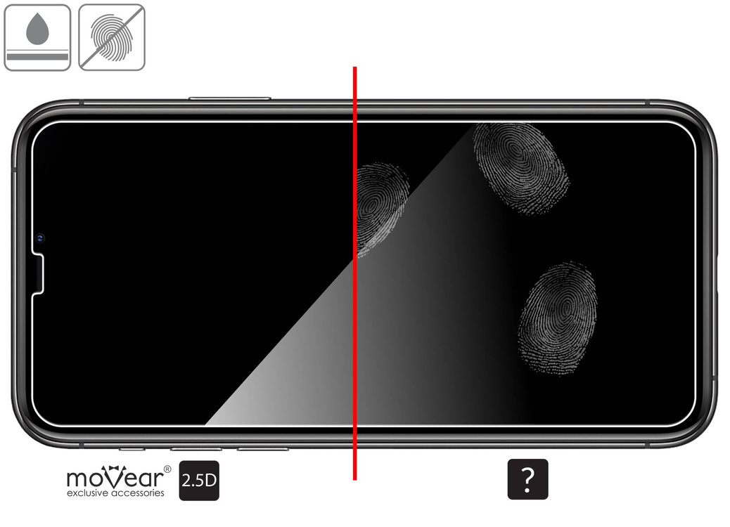 moVear GLASS mSHIELD 2.5D für Apple iPhone 11 Pro / Xs / X (5.8") (Handyhülle freundlich)