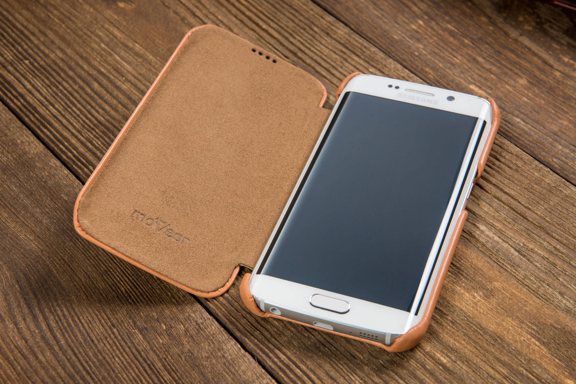 
                    moVear flipSide S+ Leather Case for Samsung Galaxy S6 edge | Smooth, Cappuccino