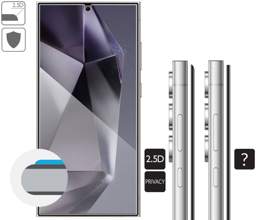 moVear mBOX GLASS mSHIELD 2.5D privacy für Samsung Galaxy S24 Ultra (6.8") (Anti-Spionage, mit Applikator)