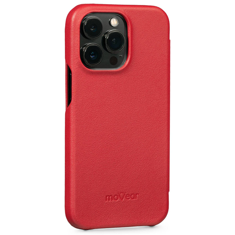 moVear flipSide S Leather slim case for Apple iPhone 13 Pro (6.1") | Smooth leather (Red)