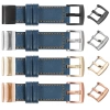 moVear Prestige C1 Lederarmband für Garmin QuickFit 22mm (Fenix / Forerunner / Epix / Instinct / Enduro / Quatix / MARQ - 47/45mm) Blaue Jeans, Blaue Jeans Nähte [Größen XS-XXL und Schnalle zur Auswahl]
