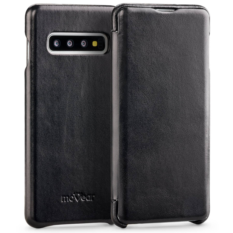 moVear flipSide S Leather slim case for Samsung Galaxy S10 (6.1") | Vintage Leather (Black)