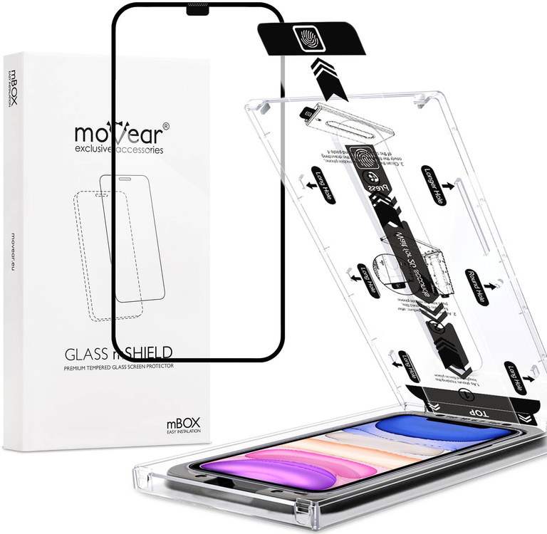 moVear mBOX GLASS mSHIELD 2.5D MAX for Apple iPhone 11 / Xr (6.1") (easy installation)