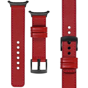 moVear Prestige C1 24mm Scarlet red Leather strap for Samsung Galaxy Watch Ultra | Scarlet red stitching [sizes XS-XXL and buckle to choose from]
