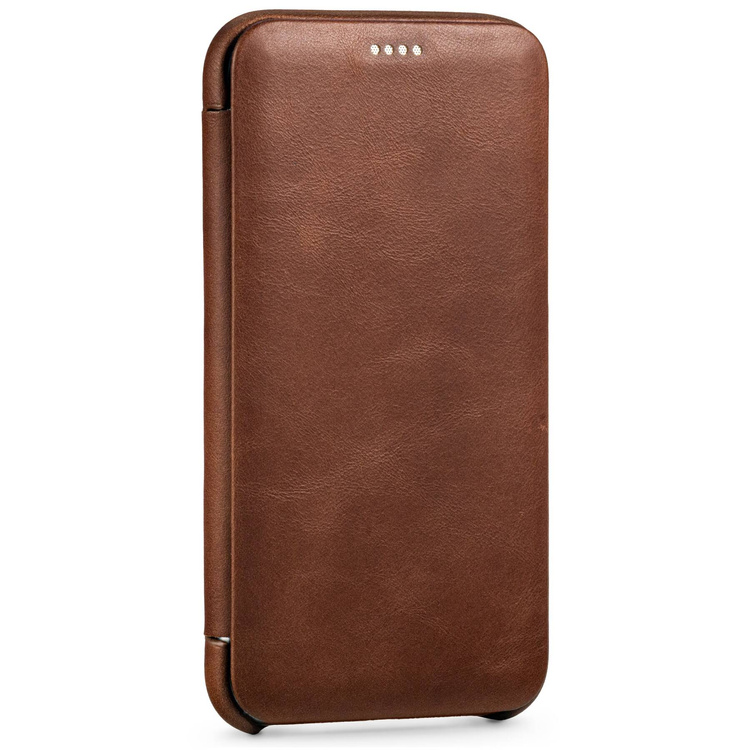 moVear flipSide S Leather slim case for Apple iPhone 11 (6.1") | Smooth leather (Dark brown)