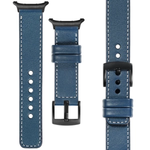 moVear Prestige C1 22mm Blue Jeans Leather strap for Samsung Galaxy Watch Ultra | Blue Jeans stitching [sizes XS-XXL and buckle to choose from]