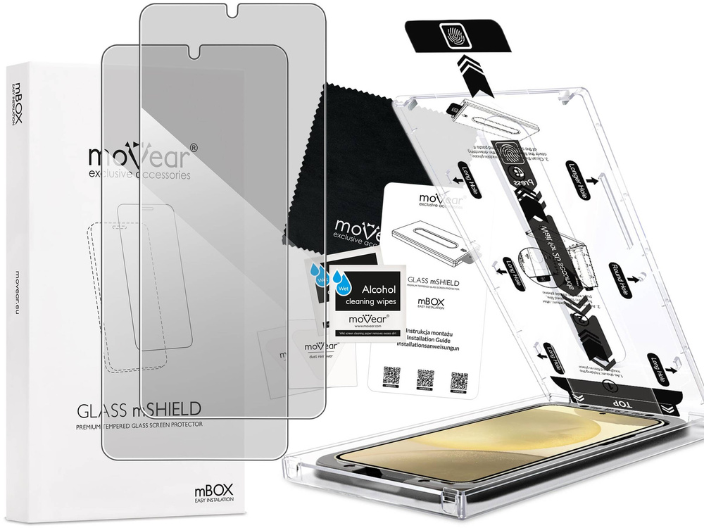 2 Stk. | moVear mBOX GLASS mSHIELD 2.5D privacy für Samsung Galaxy S25+/S24+ (Plus) (6.7") (Anti-Spionage, mit Applikator)