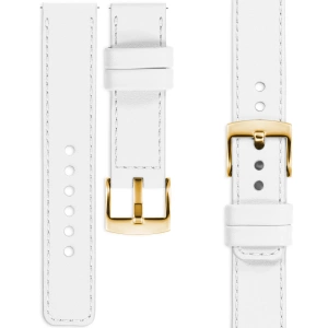 moVear Prestige C1 18mm White Leather strap for Huawei Watch GT 5 4 / Pro (42/41mm) | White stitching [sizes XS-XXL and buckle to choose from]