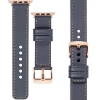 moVear Prestige C1 20mm Stahlgrau Lederarmband für Apple Watch 10 / 9 / 8 / 7 / 6 / 5 / 4 / SE (42/41/40mm) | Stahlgrau Nähte [Größen XS-XXL und Schnalle zur Auswahl]