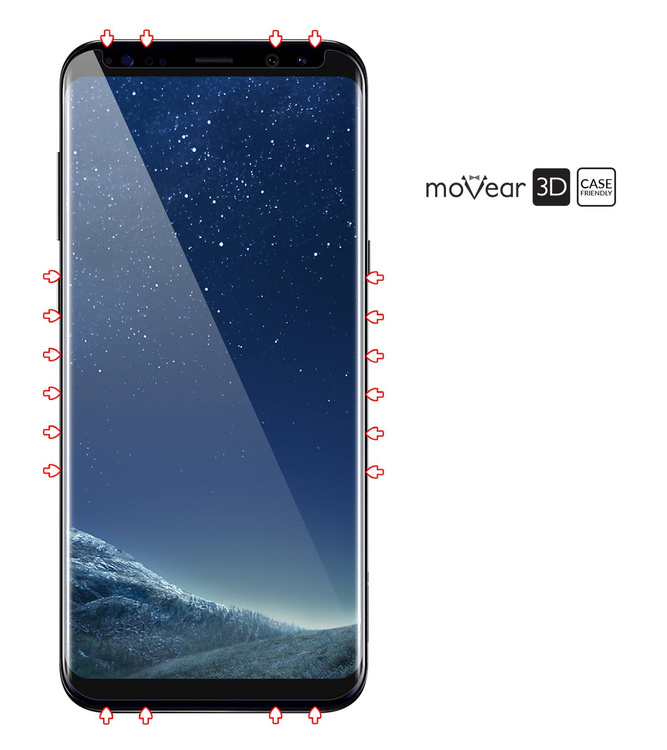 2 Stk. | moVear GLASS mSHIELD 3D cf für Samsung Galaxy S8 (5.8") (Handyhülle freundlich)