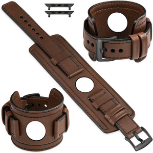 moVear Prestige CW1 22mm Wide leather watch strap with pad for Apple Watch 10 / 9 / 8 / 7 / 6 / 5 / 4 / SE (46/45/44mm) & Ultra (49mm) | Dark brown, Dark brown stitching [sizes XS-XXL and buckle to choose from]