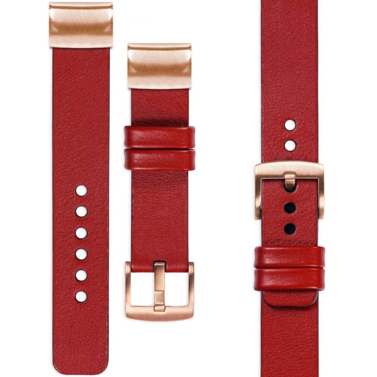 moVear Prestige S1 Leather strap for Garmin QuickFit 20mm (Fenix / Instinct - 43/42/40mm) Scarlet red [sizes XS-XXL and buckle to choose from]