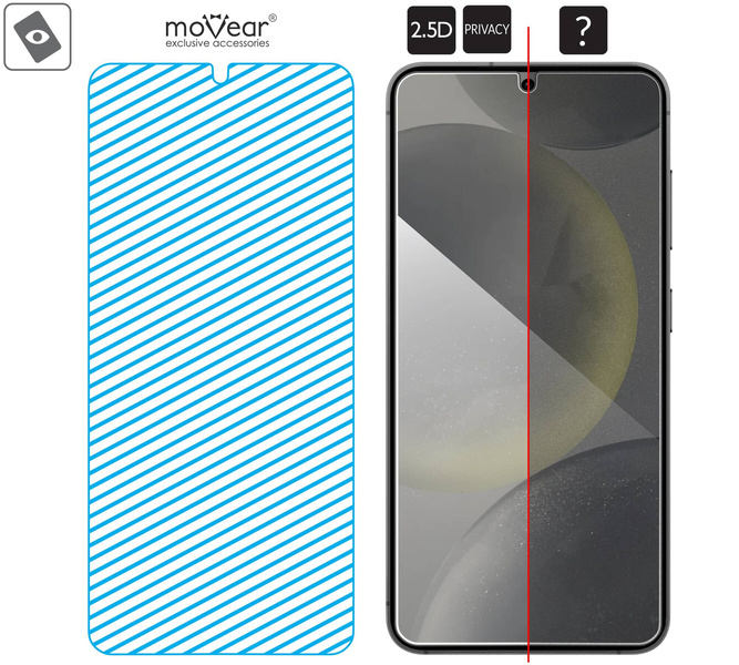 2 Stk. | moVear mBOX GLASS mSHIELD 2.5D privacy für Samsung Galaxy S25/S24 (6.2") (Anti-Spionage, mit Applikator)
