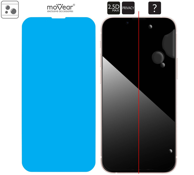 2 Stk. | moVear GLASS mSHIELD 2.5D MAX privacy für Apple iPhone 13 Mini (5.4") | (Privatisierung, Handyhülle freundlich)