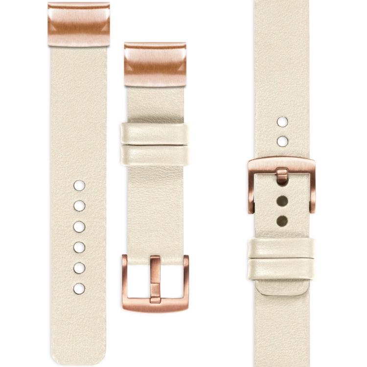 moVear Prestige S1 Lederarmband für Garmin QuickFit 20mm (Fenix / Instinct - 43/42/40mm) Nude [Schließe nach Wahl]
