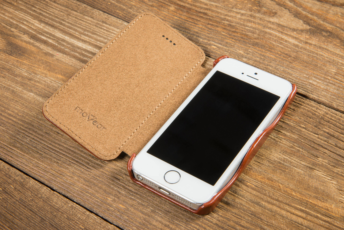 moVear flipSide C+ Leather Case for Apple iPhone SE / 5s / 5 | Vintage, Brown