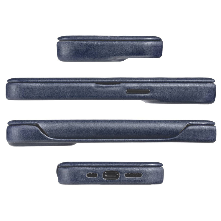 moVear flipSide 4S Ledertasche für Apple iPhone 14 Pro Max (6.7") | Glatte Leder, Handy Hülle book type (Blau)