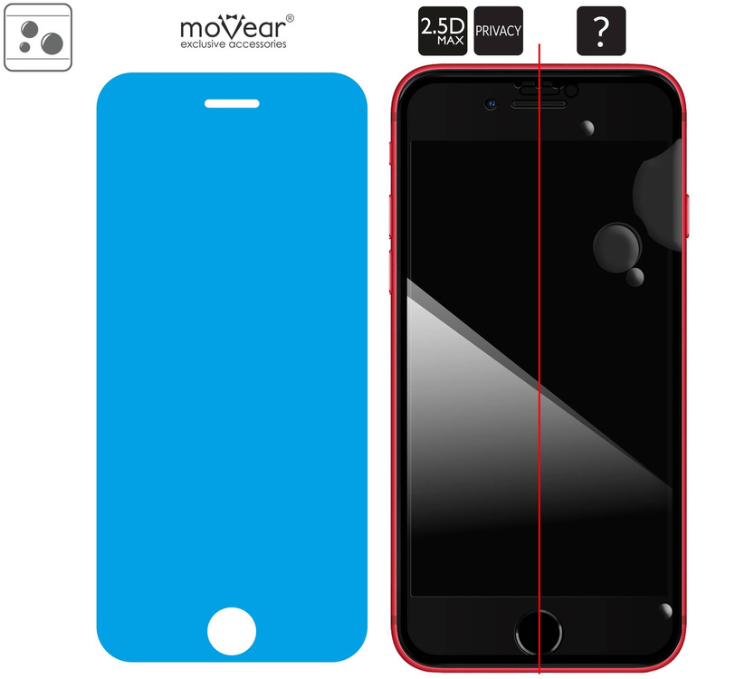2 pcs. | moVear GLASS mSHIELD 2.5D MAX privacy for Apple iPhone SE (2022 / 2020) / 8 / 7 [ROZMIAR_EKRAN] | (Privatizing, case friendly)