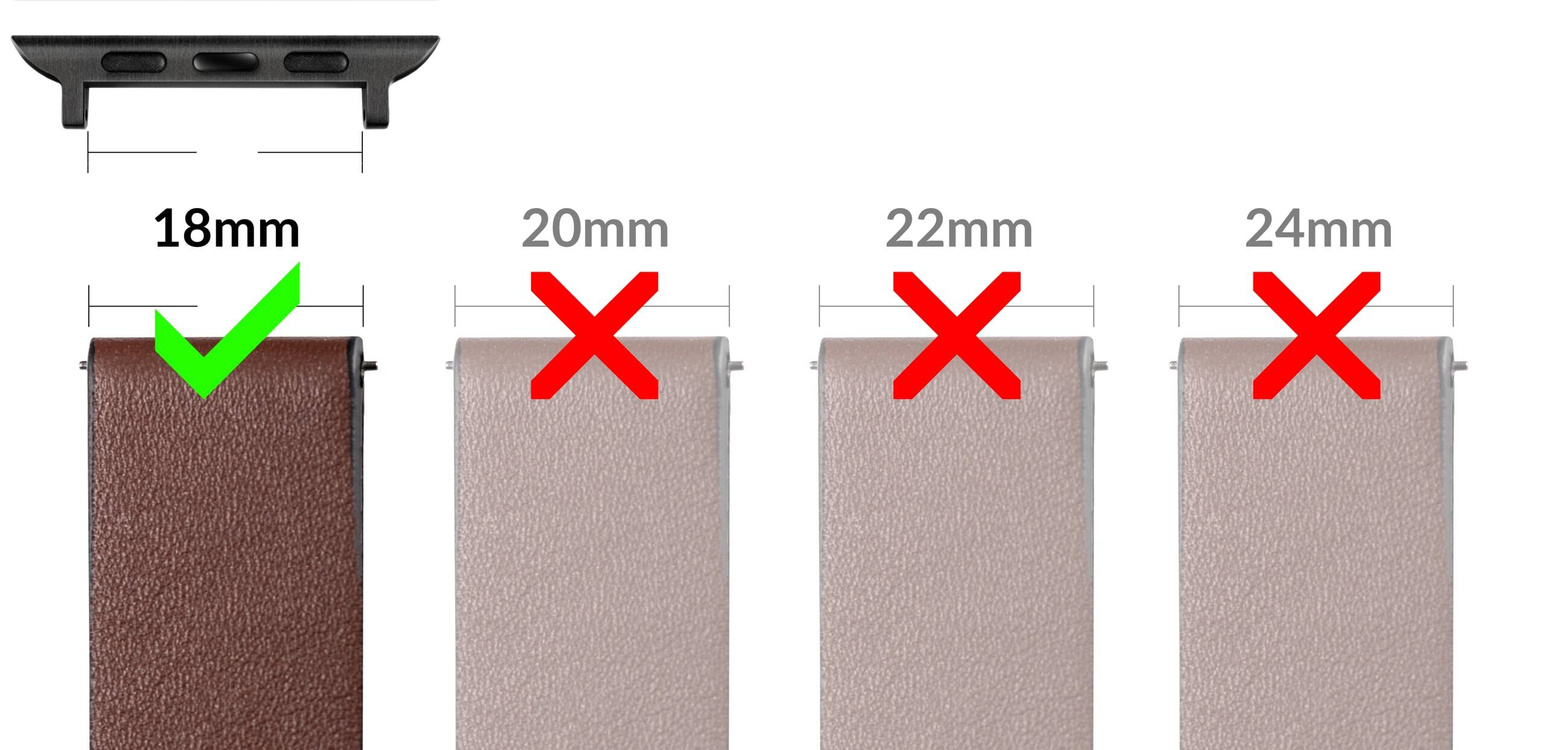 moVear | 18mm watch strap adapter for Apple Watch 9/8/7/6/SE/5/4/3/2/1 (41/40/38mm) | Black, Stainless steel +PVD