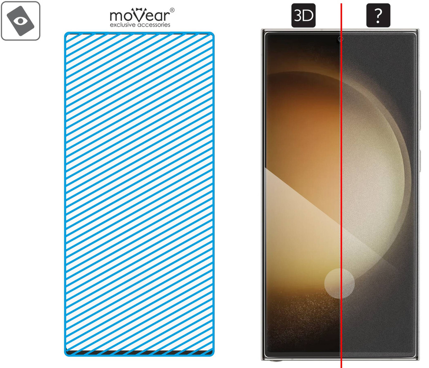 moVear GLASS mSHIELD 3D for Samsung Galaxy S23 Ultra (6.8") (full screen protection)