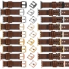 moVear Prestige C1 22mm Dunkelbraun Lederarmband für Apple Watch 10 / 9 / 8 / 7 / 6 / 5 / 4 / SE (42/41/40mm) | Dunkelbraun Nähte [Größen XS-XXL und Schnalle zur Auswahl]