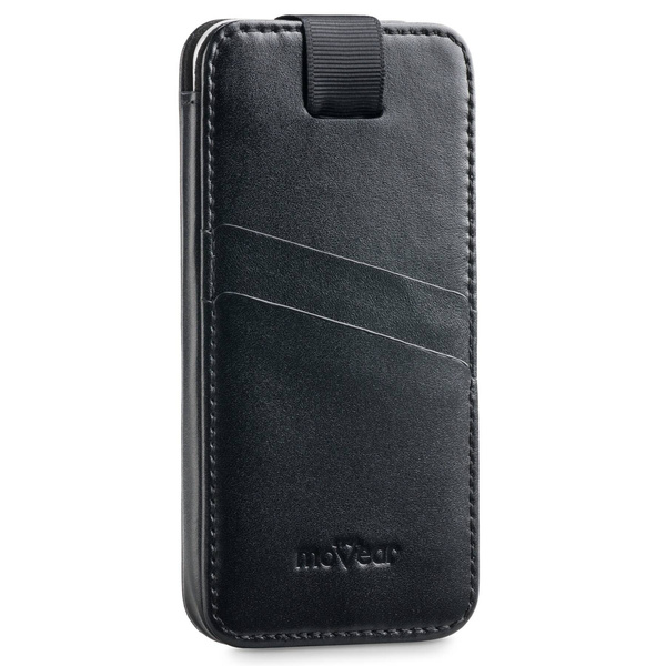 moVear pocketCase C+ Slide in leather Bag Pouch for Apple iPhone 11 Pro MAX / Xs MAX / 11 / XR / 8/7/6 Plus | Smooth leather (Black)