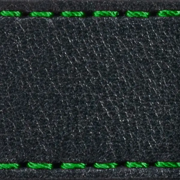 Strap C1 22mm | Black / Green thread | Leather parts without buckle