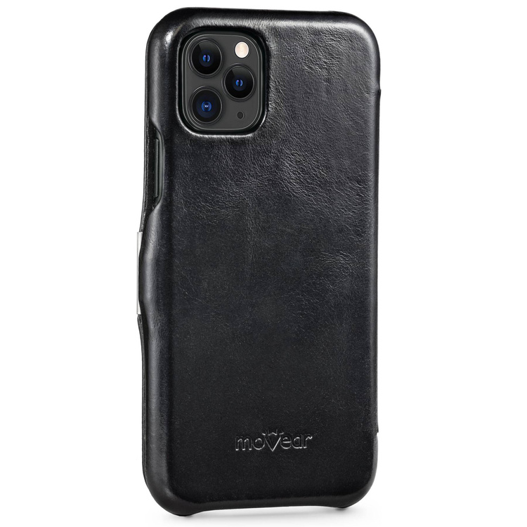 moVear flipSide C Leder Handyhülle für Apple iPhone 11 Pro (5.8") | Vintage Leder (Schwarz)