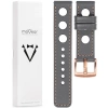 moVear Prestige R1 18mm Gray Leather strap for Garmin Vivoactive 4S, Venu 3S/2S, Vívomove 3S | Gray stitching [sizes XS-XXL and buckle to choose from]