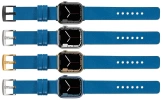 moVear Prestige S1 22mm Lederarmband für Apple Watch 10 / 9 / 8 / 7 / 6 / 5 / 4 / SE (46/45/44mm) & Ultra (49mm) Blau [Adapter und Schnalle zur Auswahl]