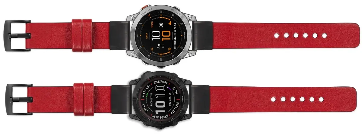 moVear Prestige S1 Leather strap for Garmin QuickFit 26mm (Fenix / Epix / Quatix / Tactix / Enduro - 51mm) Scarlet red [sizes XS-XXL and buckle to choose from]