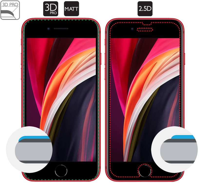 2 pcs. | moVear GLASS mSHIELD 3D PRO MATT for Apple iPhone 6 / 6s (4.7") | (Anti-reflective)